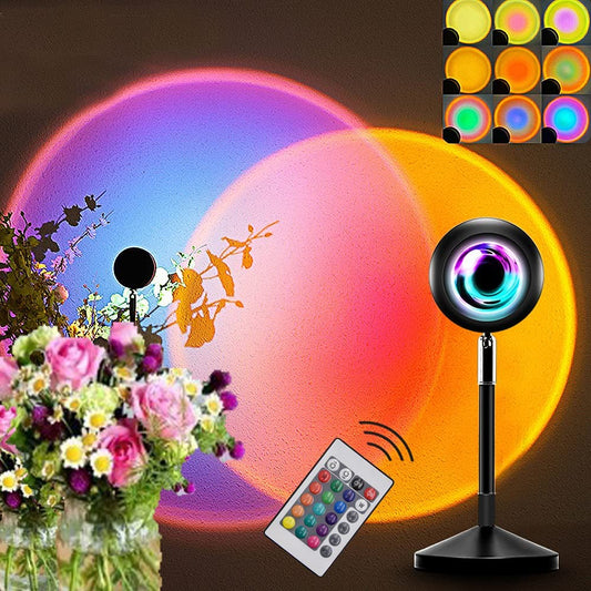 Sunset Lamp,16 Colors Sunset Projection Lamp with Remote,Sunset Lamp Projection,Romantic Sunset Projector,Rainbow Projection Night Light,Sunset lamp Color Changing,Lamp for Girlfriend