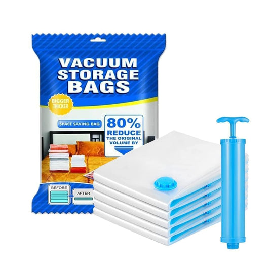 Packing vacuum bags with pump, Sealer Bags for Travel clothes and home Blankets, Quilts with hand Pump(2 Small + 2 Medium + 1 Large)