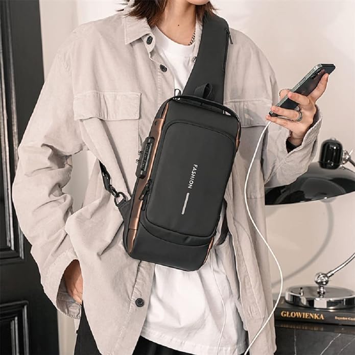 Anti Theft Sling Bag, USB Charging Sport Sling Anti-Theft Shoulder Bag, Crossbody Bags Chest Daypack